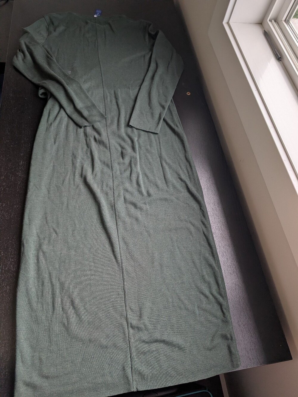 Kit and Ace Tie Brushed French Terry Long Sleeve T-Shirt Maxi Dress in Gardine - Picture 2 of 11